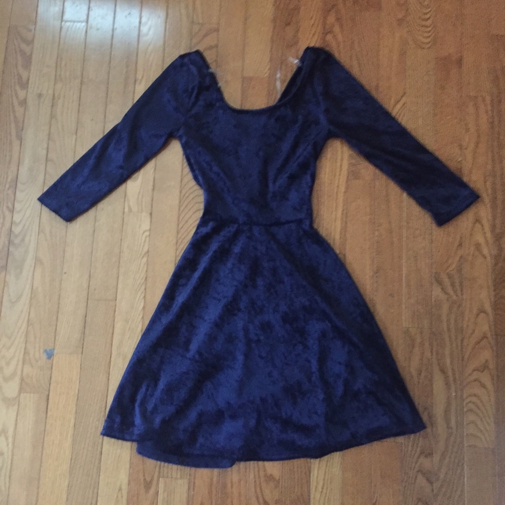 Navy blue velvet dress