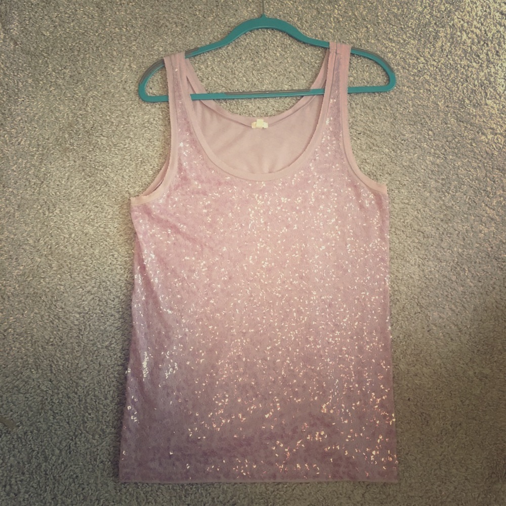 J Crew Sequin Cotton Tank Top, Size Medium