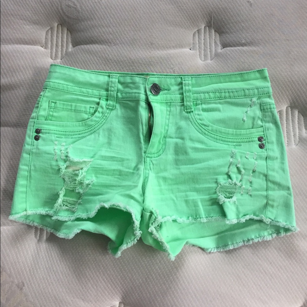 L.e.i. Neon Green denim shorts