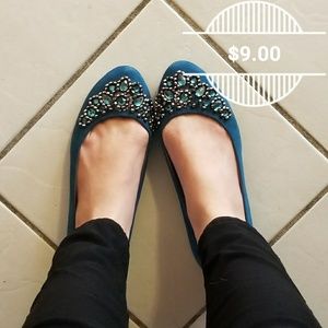Jeweled Velvet Flats
