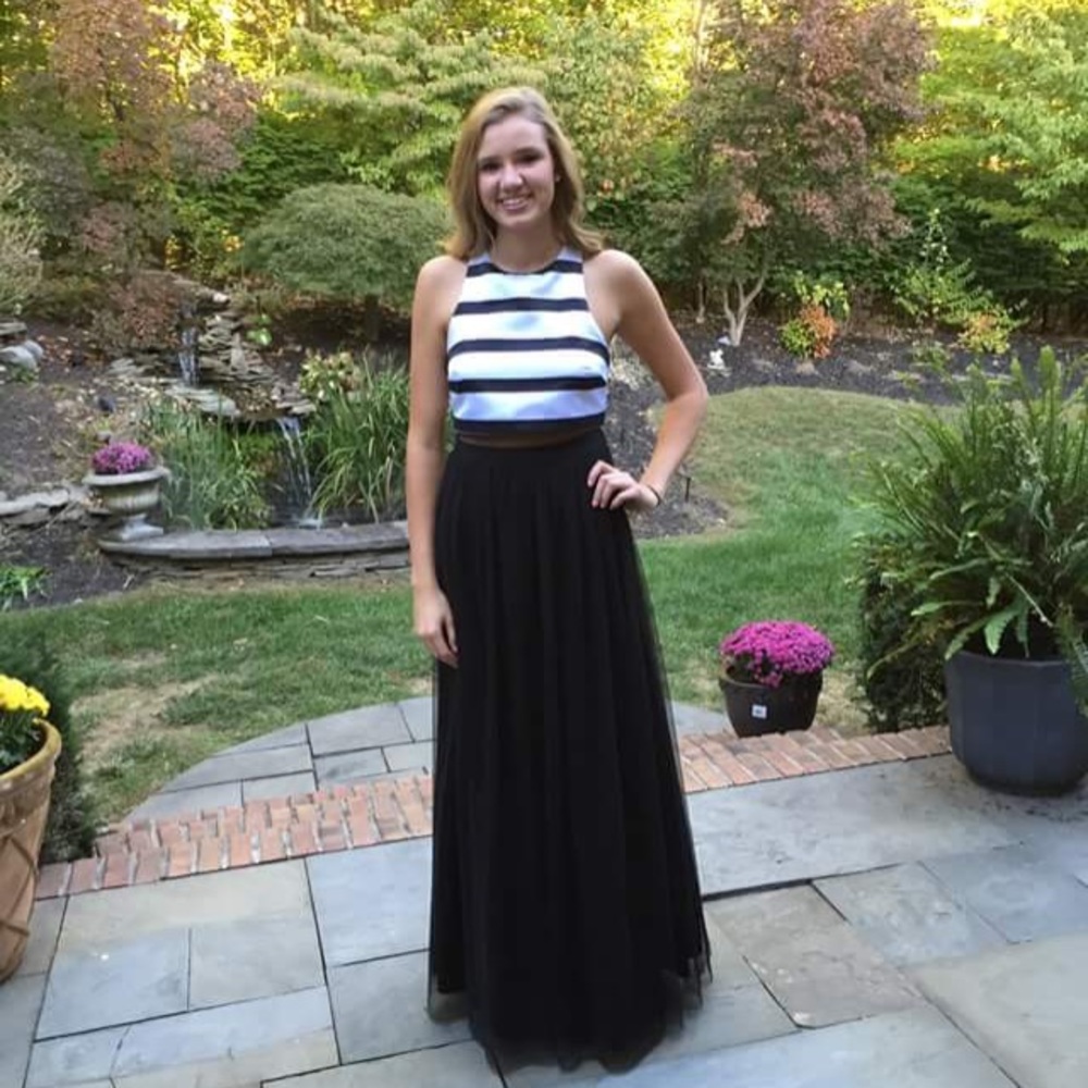 Black and white striped gown
