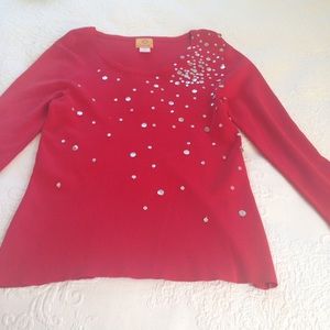 Ruby Rd. red sequins sweater. Excellent used cond