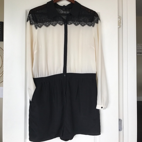 ASOS Other - Cream and Black lace ASOS romper