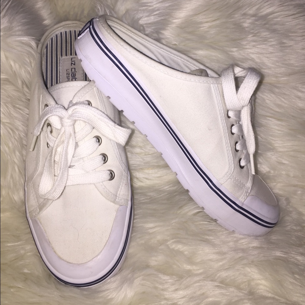 Liz Claiborne Whisper canvas mule slip on EUC