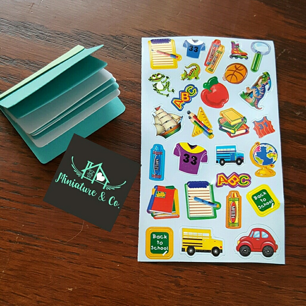 Miniature Handmade Sticker photo book Blue White