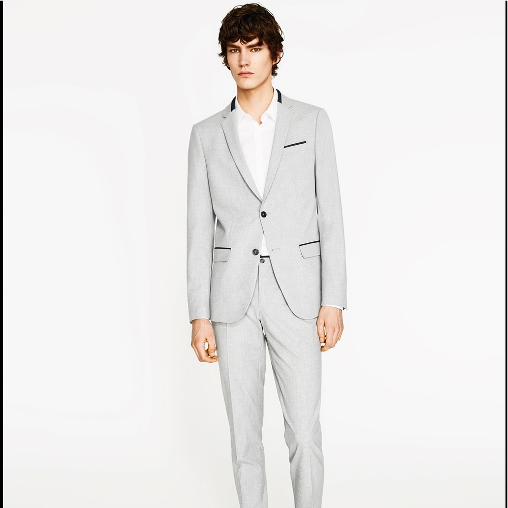 Zara Contrasting Suit Blazer and Trousers