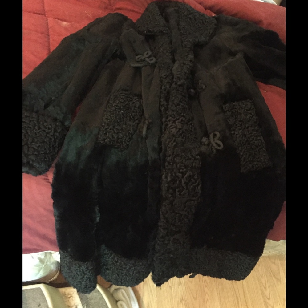 Vintage authentic fur and lambs wool coat.