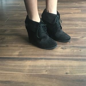 Mossimo Faux Suede Black Lace Up Ankle Booties