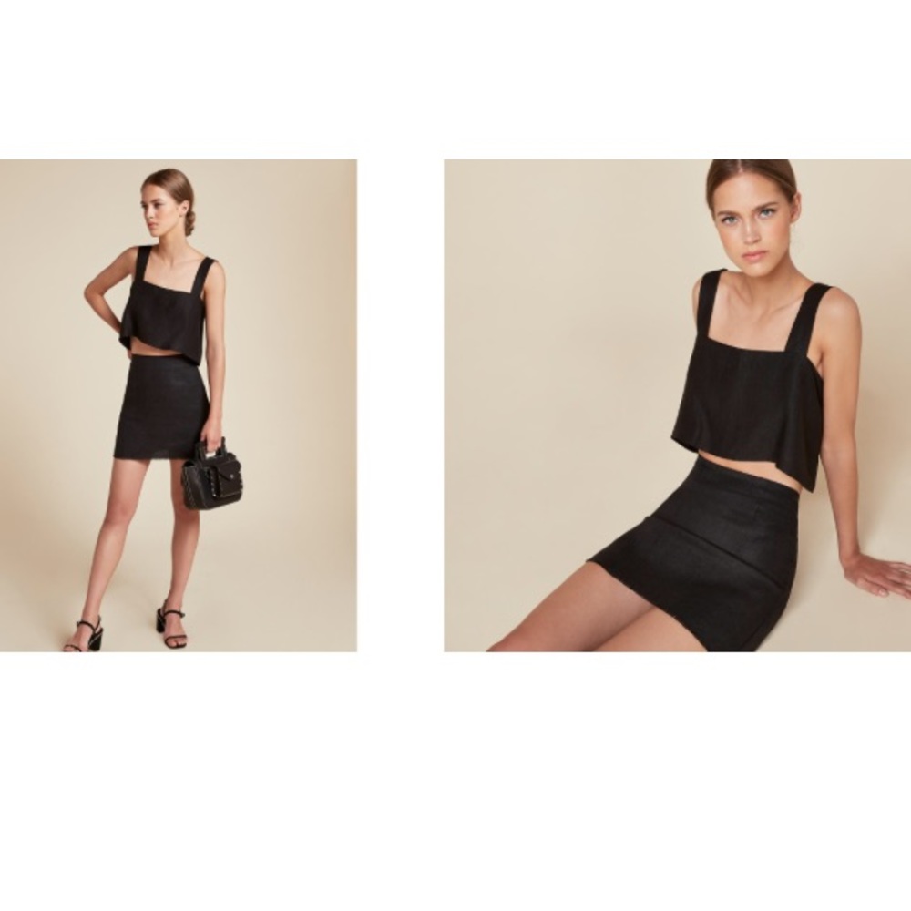 Black Linen Mini Skirt from Reformation