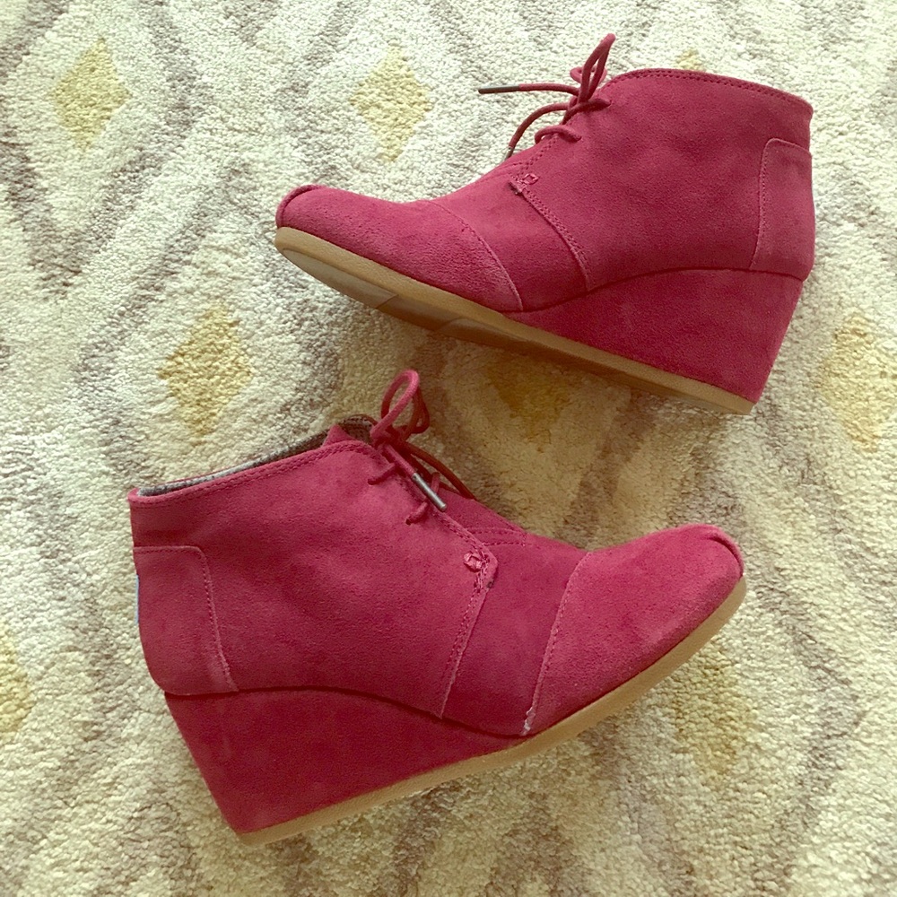 TOMS Suede Wedge Booties