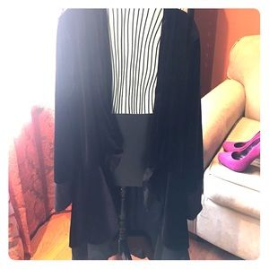 Elegant black velveteen chiffon evening jacket NWT