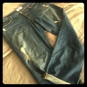 Cabi slim boyfriend distressed denim jeans