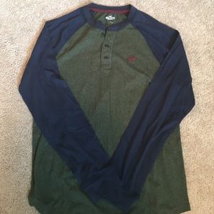 Hollister Olive and Navy Shirt, Size S