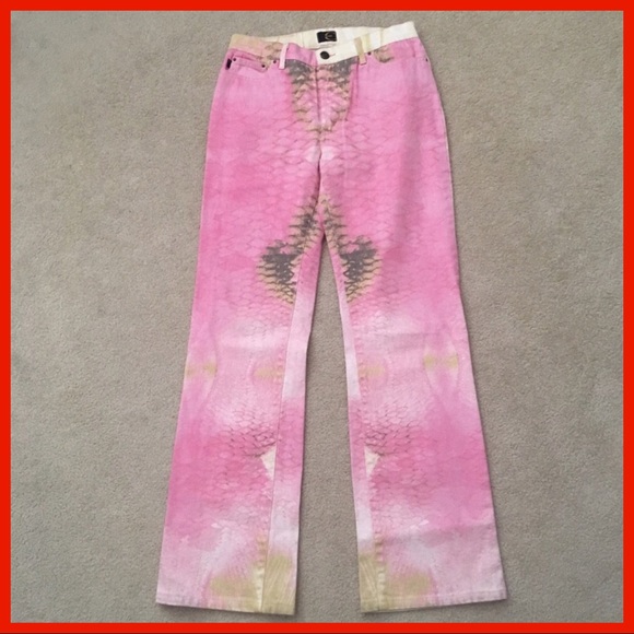 Just Cavalli Denim - Just Cavalli🐍Pink Cotton Snakeprint Jeans