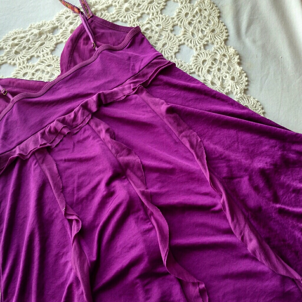 Free People Fushia ruffled tank w adjustable strap