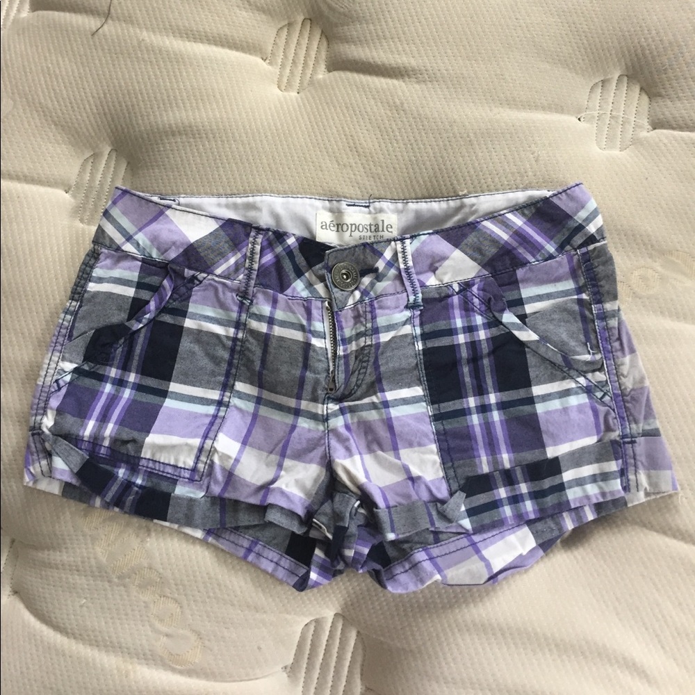 Aeropostale Purple Plaid Shorts