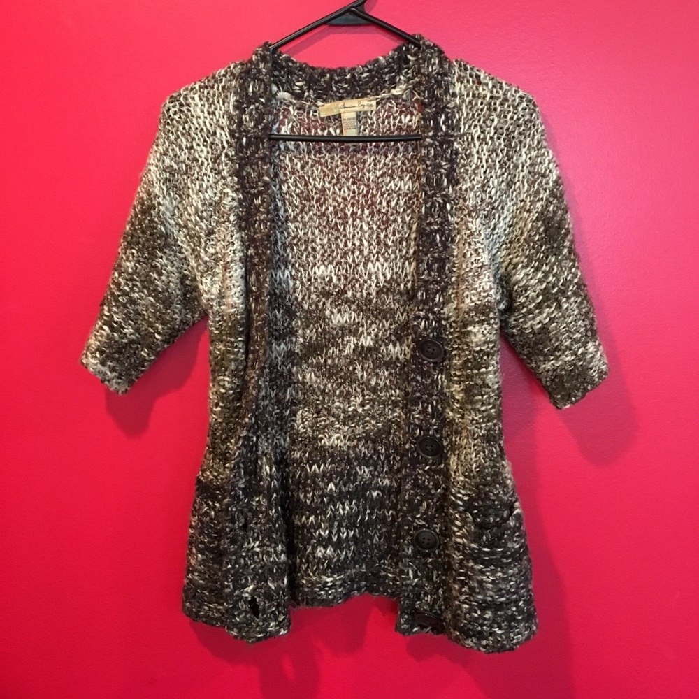 American rag brown/black 3/4 sleeve sweater