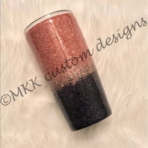 Rose gold and black glittered yeti