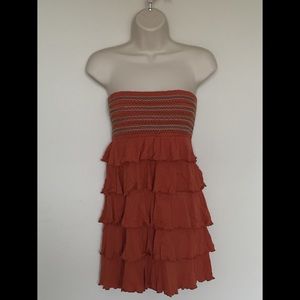 Strapless Rusty Orange Summer Dress
