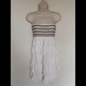 Strapless White Tribal Sun Dress