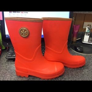 Tory Burch Rain Boots "Tory Orange&Luggage"