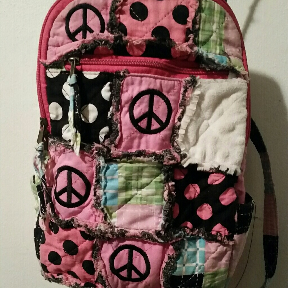A patch work backpack