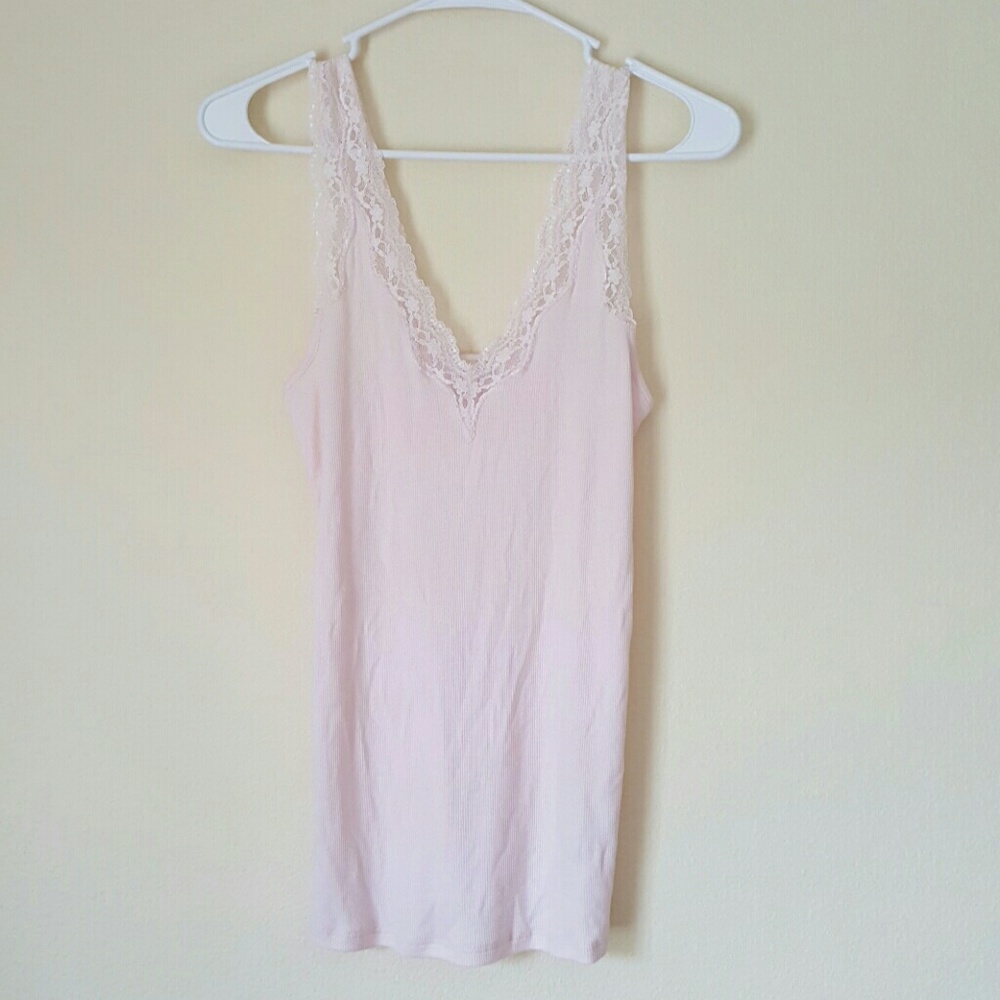 Pink laced tank top