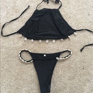 Halter shell swimsuit