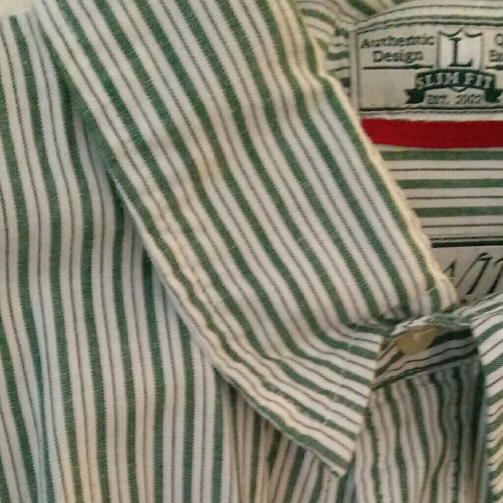 Green Stripe Button Up