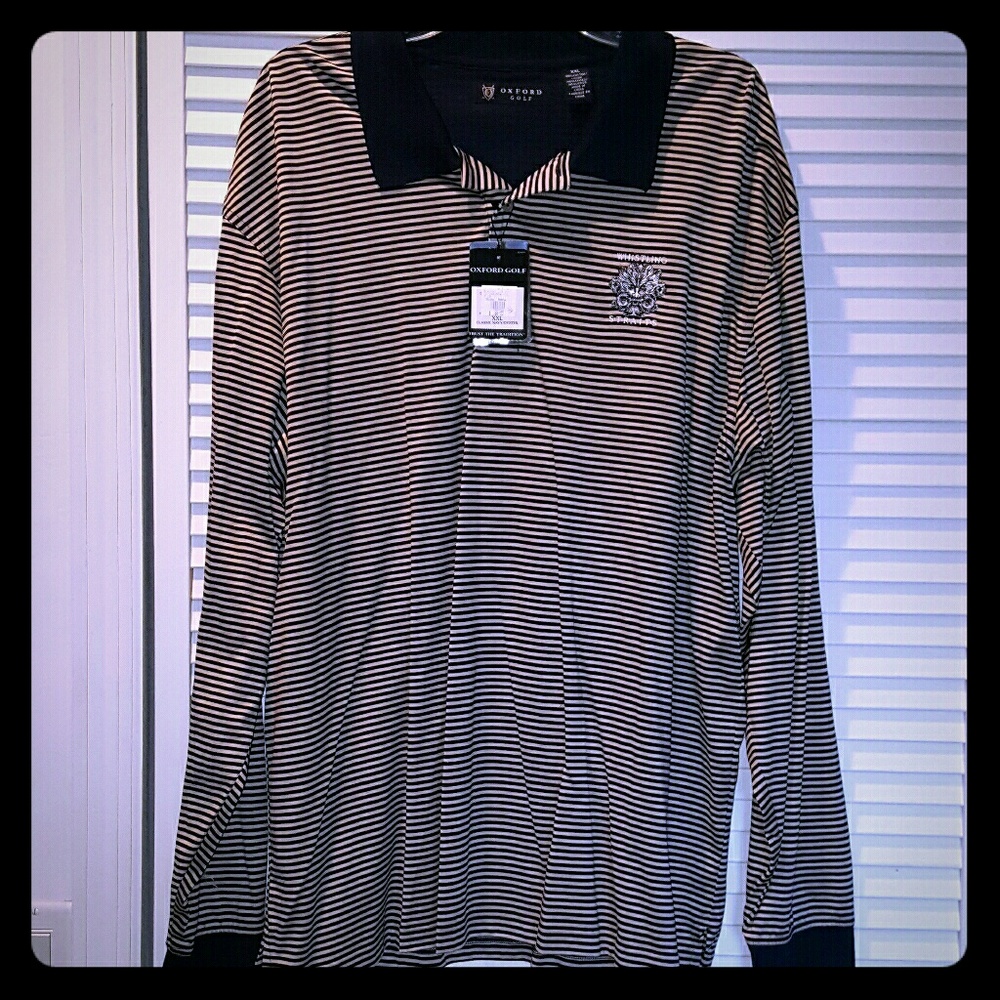 NWT - Men's Long Sleeve Golf Polo w/Stripes