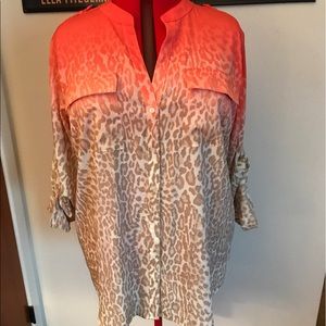 Calvin Klein leopard print blouse in ombré orange