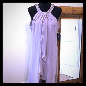 SLNY sleeveless dress with beaded collar work. NWT
