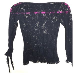 Bebe black lace mid sleeve top