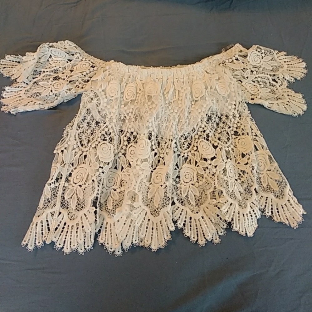 Tobi off the shoulder lace top