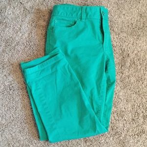 Green cropped LOFT jeans