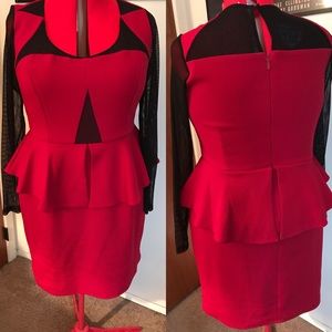 City Chic Red Peplum Dress