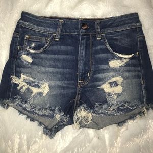 American Eagle Ripped High Waisted Jean Shorts