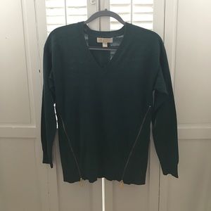 Micheal Kors V-neck Sweater w/ Gold Zippers