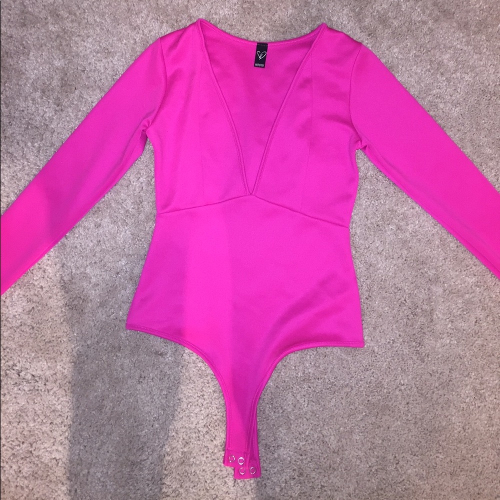 Hot pink body suit