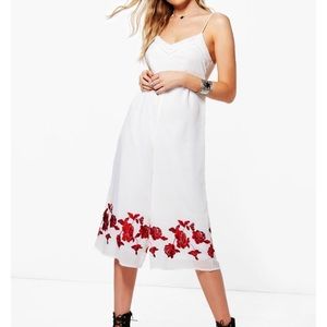 Rose Embroidered Culotte Jumpsuit