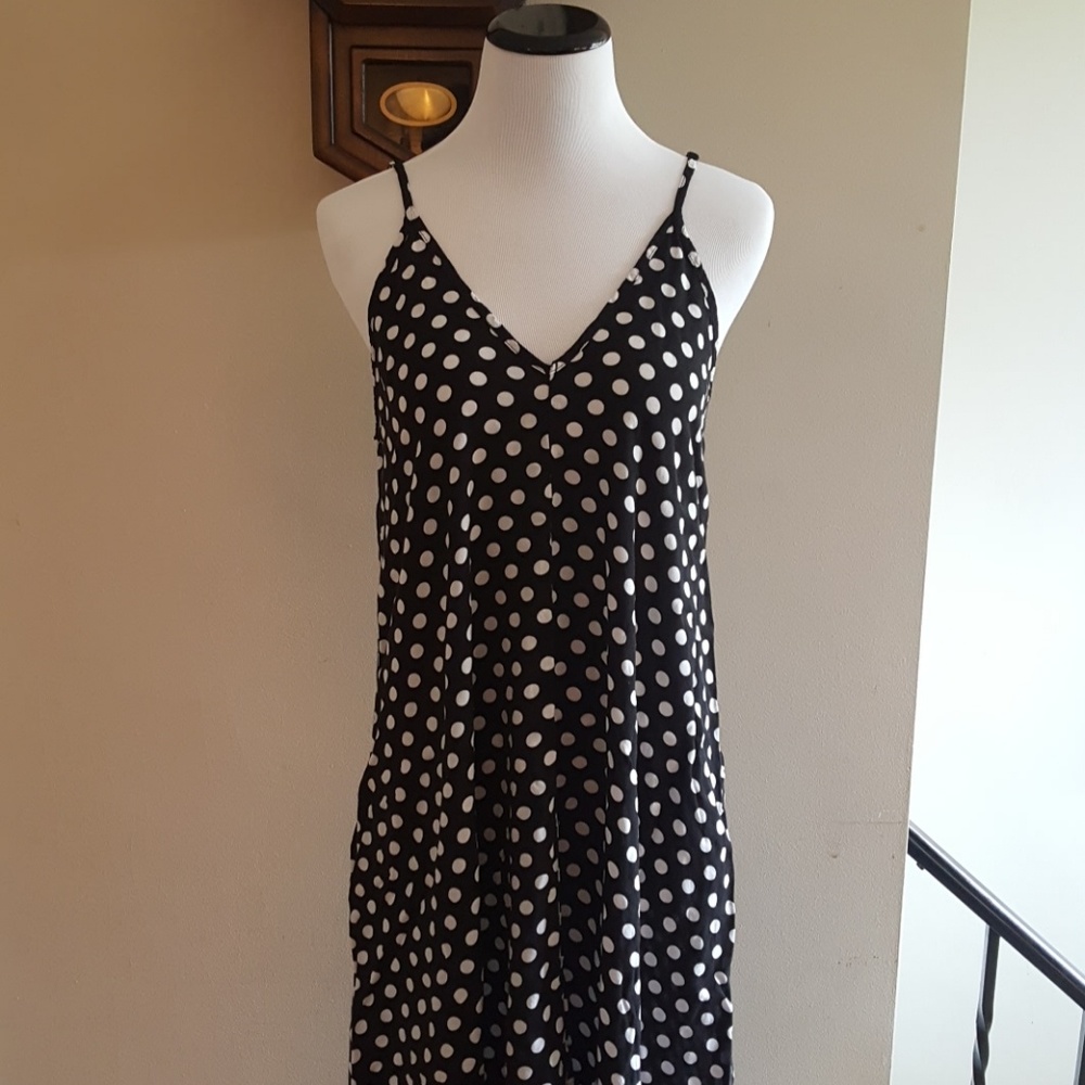 Black and White polka dot maxi with pockets