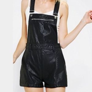 Faux leather overalls