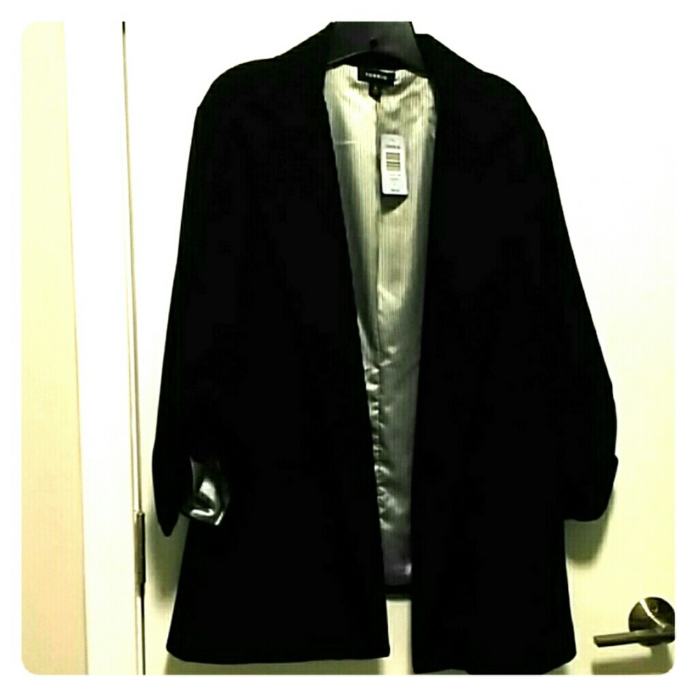 Black blazer w/ black and white striped lining