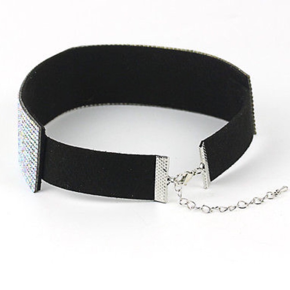 Velvet & rhinestones choker necklace - Picture 6 of 7