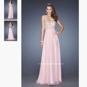 Long Pink Prom Dress with Beading