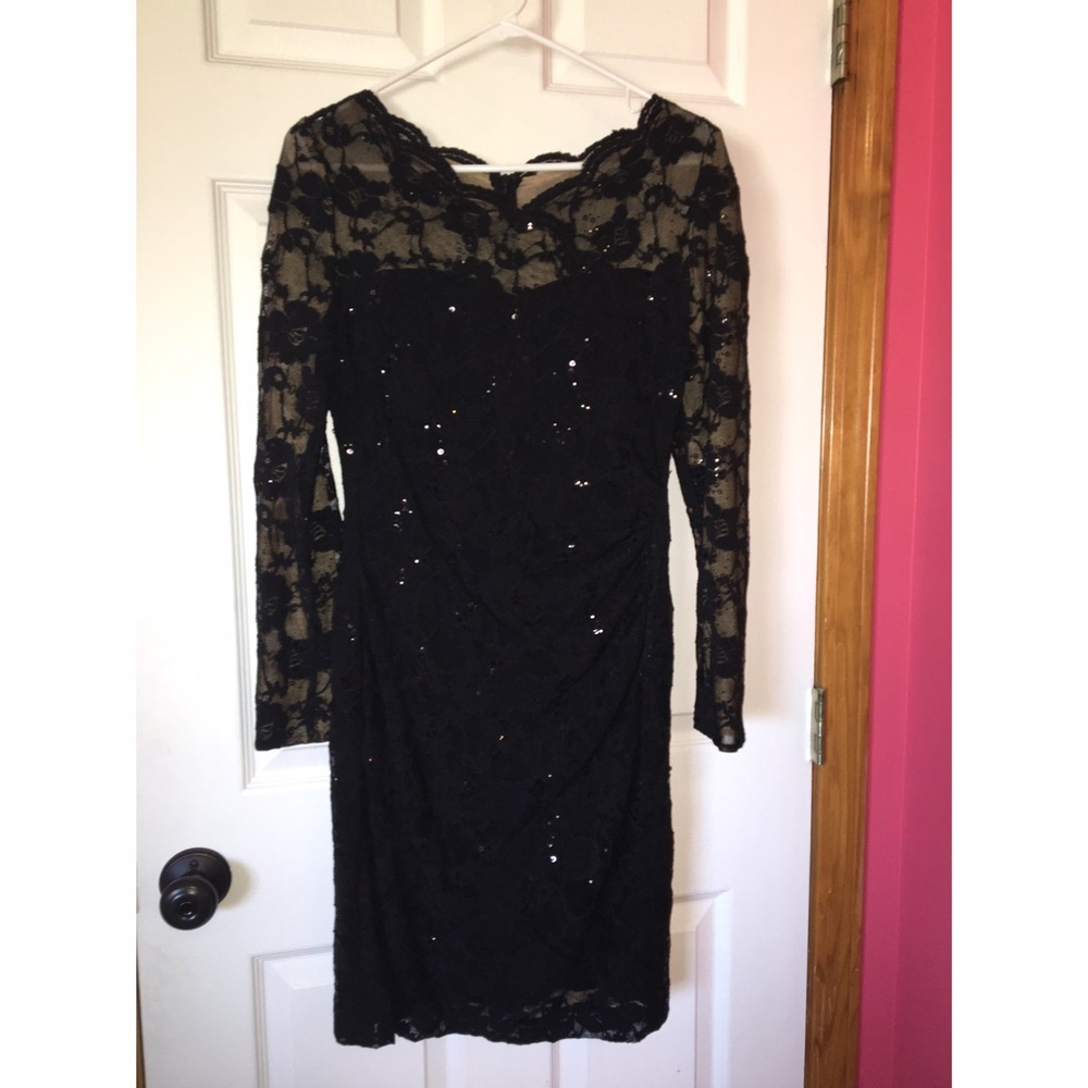 Ralph Lauren Women's Sheath Lace Sequin Dress
