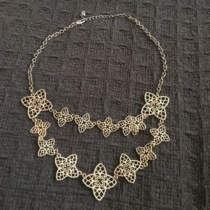 Gold 2D flowers Statement Necklace