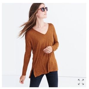 Madewell Anthem Burnt Orange Long Sleeve V-neck