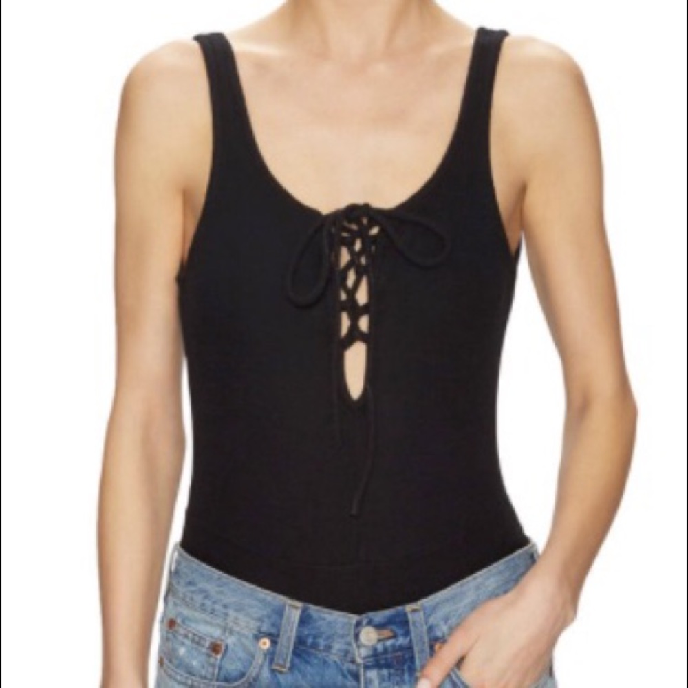 Sexy black Adele lace up bodysuit.