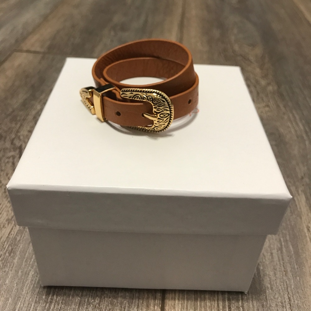NWOT B-LOW The Belt bracelet in tan and gold.
